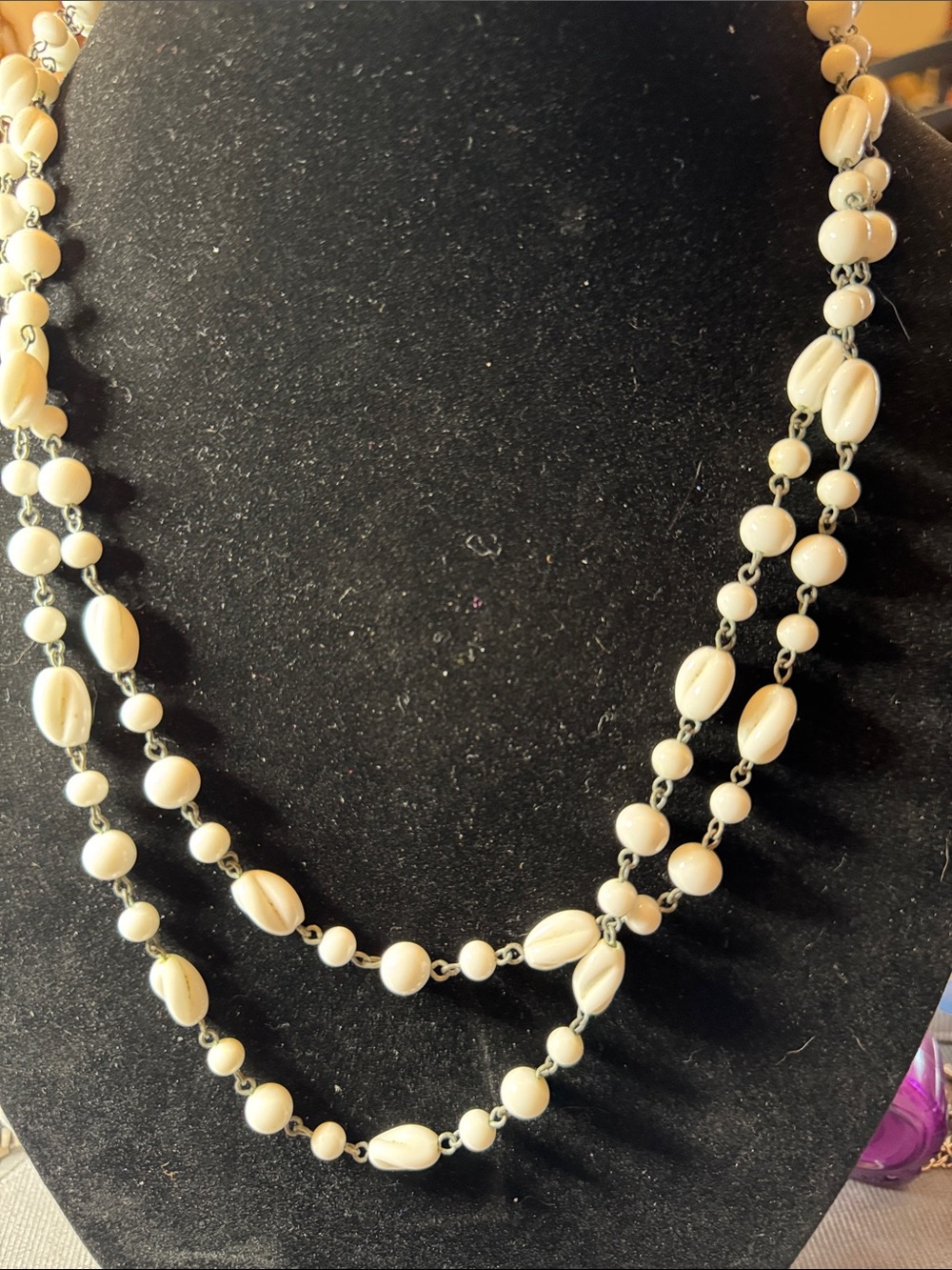 Vintage Source Unknown Cream Double-Strand Beaded Necklace